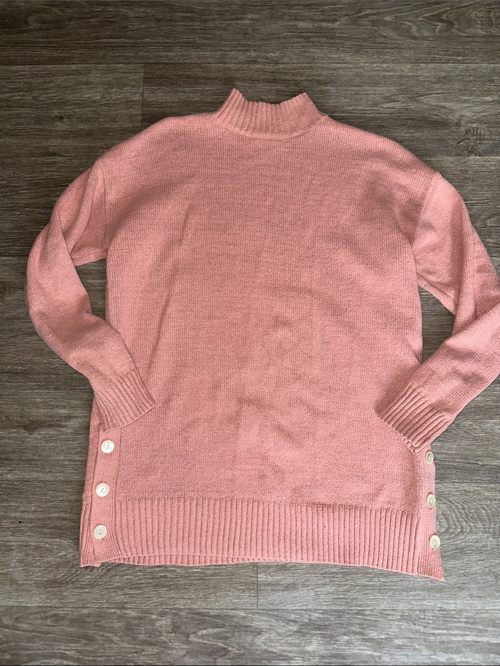 LC Lauren Conrad Dusty Pink Mock Neck Button-Hem Sweater
